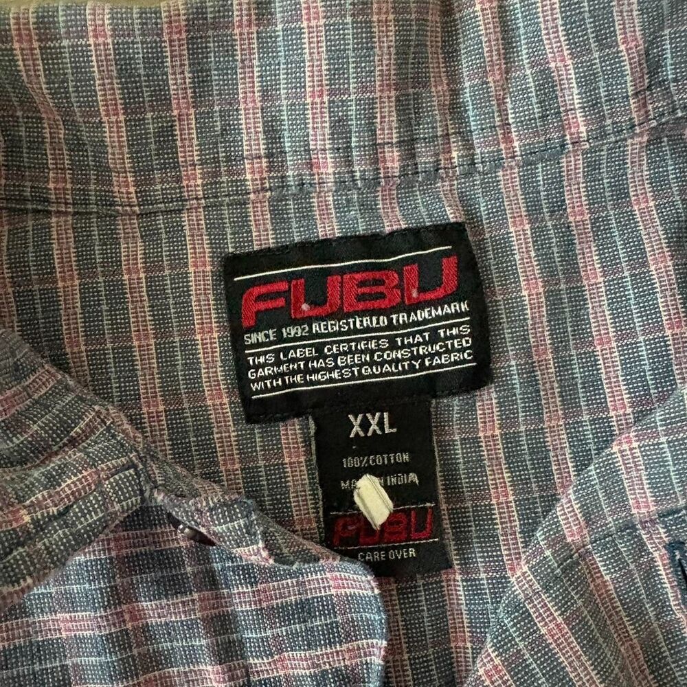 Vintage FUBU Since 1992 Plaid Button Up Shirt XXL Y2K 90s Hip Hop Streetwear